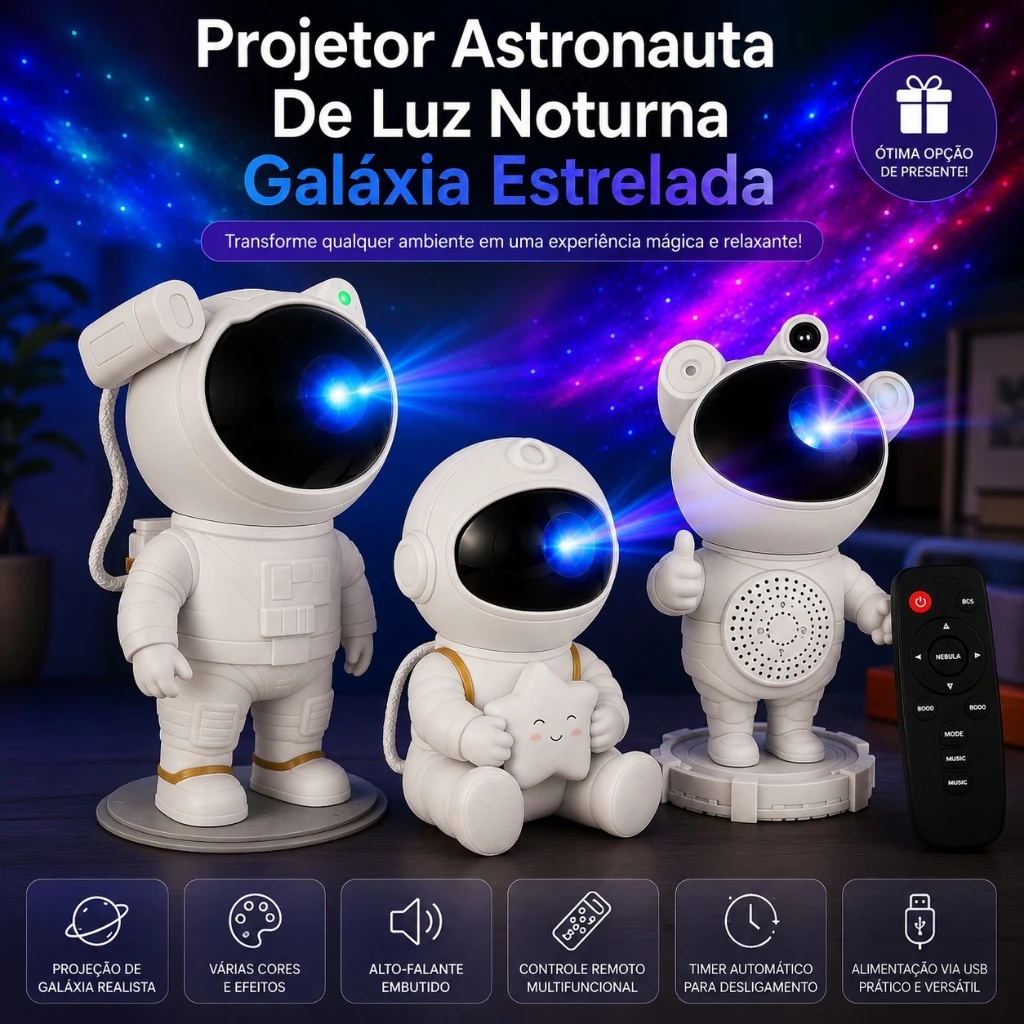 Projetor Astronauta de Luz Noturna